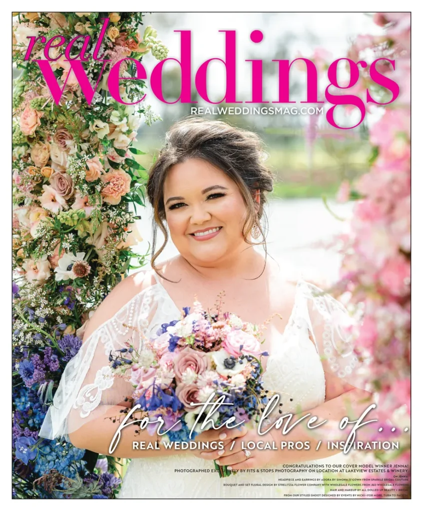 Real Weddings magazine J&D Wholesale feature